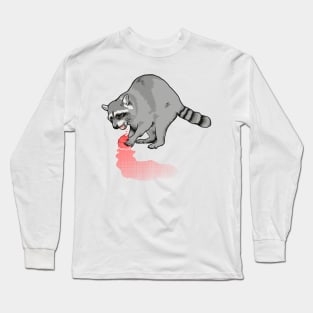 Raccoon washing his cotton candy Long Sleeve T-Shirt